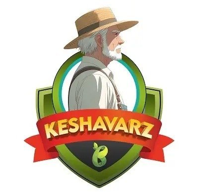 Keshavarz farmer illustration and wordmark